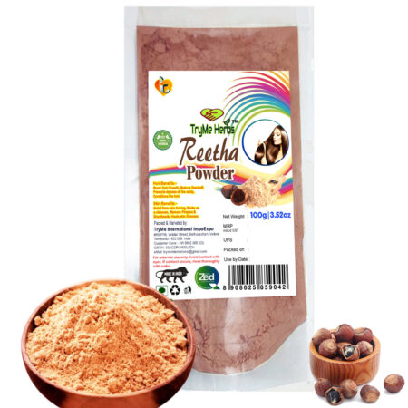 TryMe Herbs Reetha Powder for Face and Skin | Soapnut powder | 100% Pure and Natural, 100g.