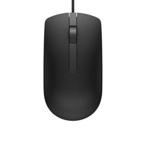 Dell MS116 Wired Optical Mouse - High Precision 1000DPI Sensor, USB Connectivity, Ergonomic Ambidextrous Design, Smooth Scrolling, Ideal for Office & Home Use - Black