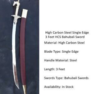 High Carbon Steel Single Edge 3 Feet HCS Bahubali Sword pack of 2