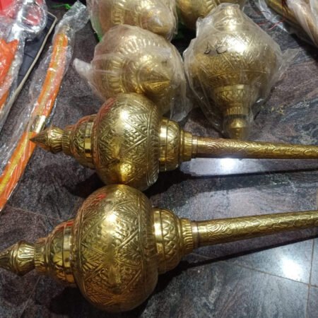 Traditional Decorative Gada (Mace) | Gold Finish Metal Kadayutham | Cultural & Religious Display Item | Wall Décor & Stage Prop 3 feet