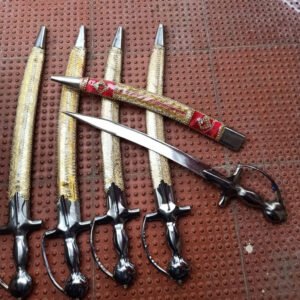 Silver Hand Sword Single Edge High Carbon Steel 3 Feet HCS Indian Ancient Swords pack of 2