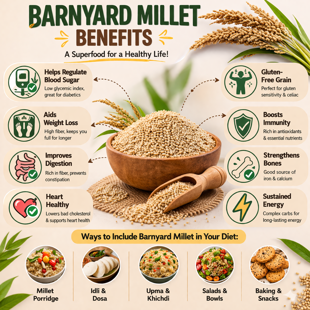 ThamizharUnavu Kuthirai Vaali (Barnyard Millet) 1kg | High Fibre Millet Rice | Traditional Millet - Image 3