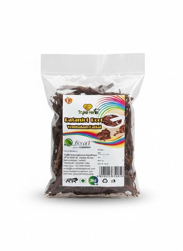 TryMe Herbs Ratanjot Root (Alkanet Root) | Whole Dried Roots | Rattan Jot | 50g