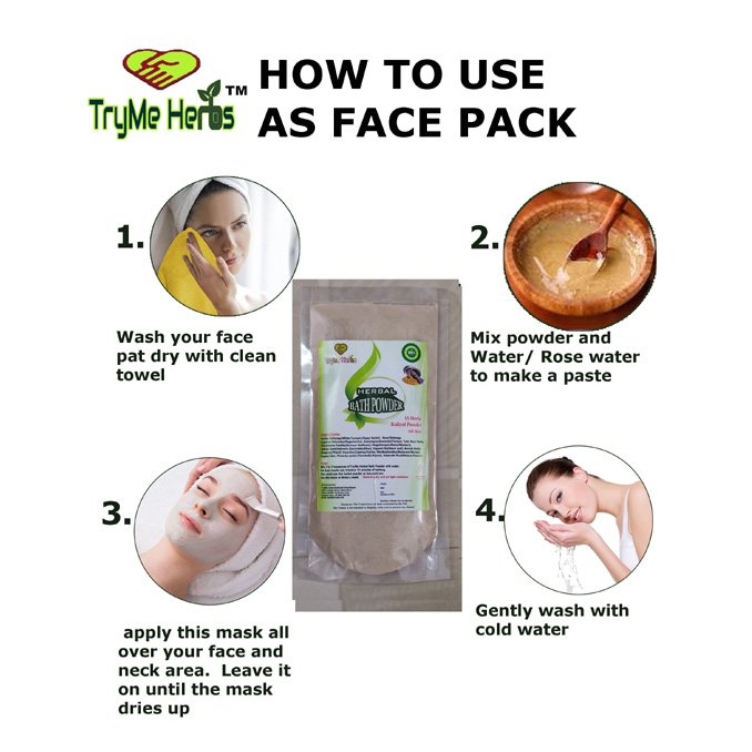 TryMe Herbs Herbal Bath Powder 100g | 15-Herb Traditional Sunnipindi Bath Powder | For Men & Women | Face & Body Care - Image 2