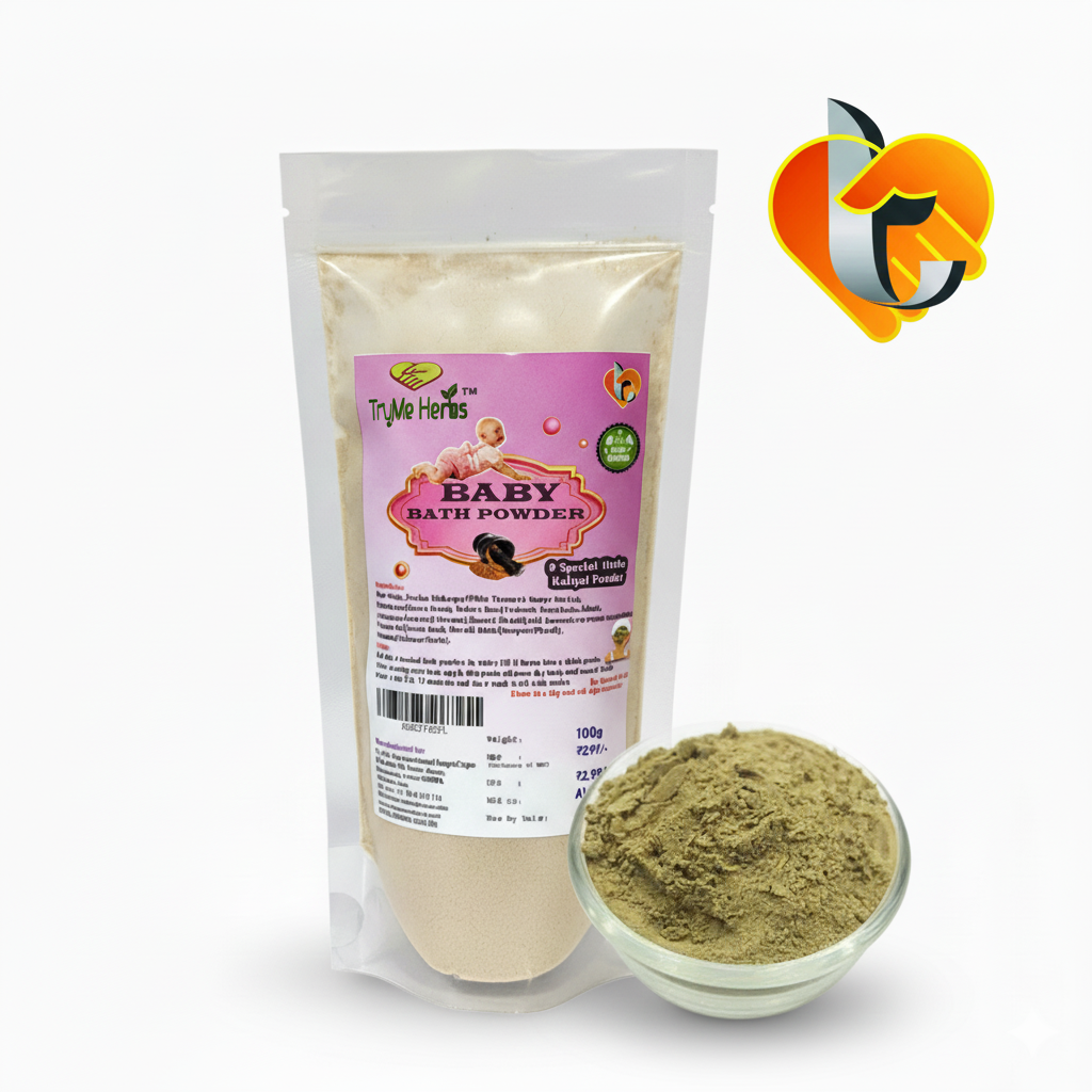 TryMe Herbs Herbal Baby Bath Powder 100g | 9-Herb Natural Baby Body Wash Powder | Traditional Herbal Bath Care
