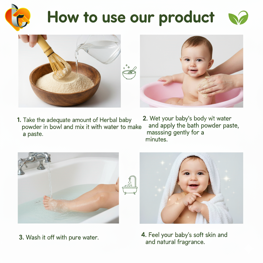 TryMe Herbs Herbal Baby Bath Powder 100g | 9-Herb Natural Baby Body Wash Powder | Traditional Herbal Bath Care - Image 3